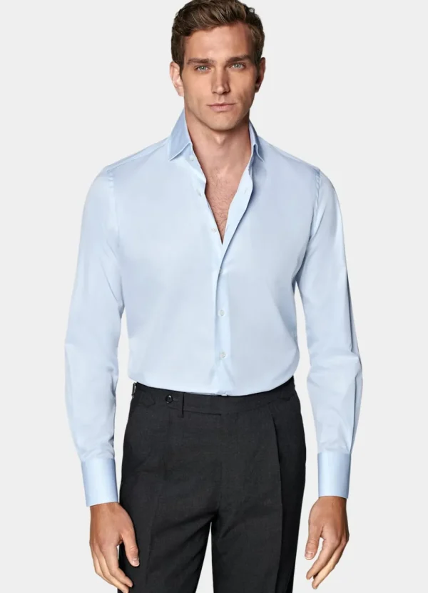 Suitsupply Chemises Classiques*Chemise coupe Tailored en twill bleu clair