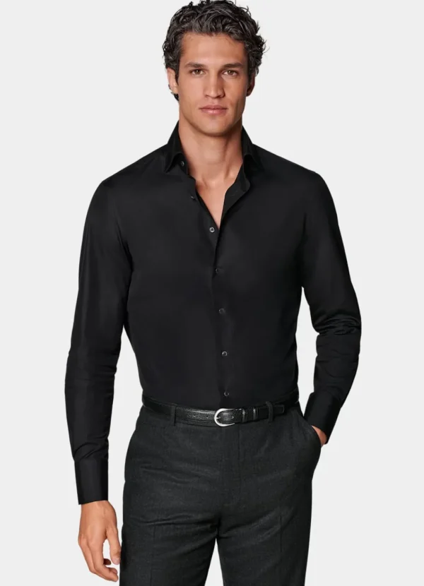 Suitsupply Chemises Classiques*Chemise coupe tailored en popeline noire