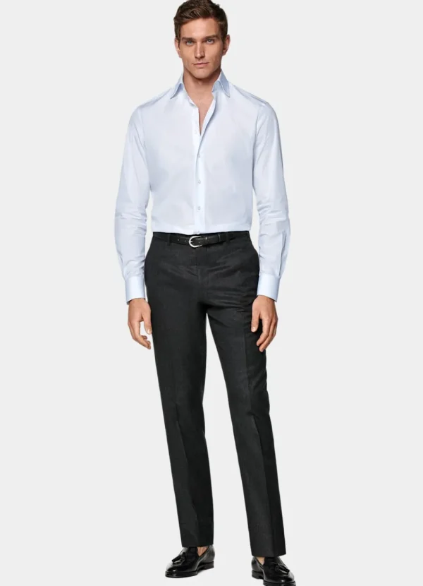 Suitsupply Chemises Classiques*Chemise coupe Tailored en popeline bleu clair à rayures