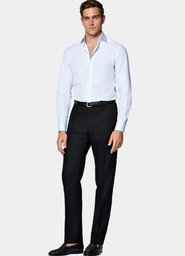 Suitsupply Chemises Classiques*Chemise coupe Tailored en popeline bleu clair à rayures