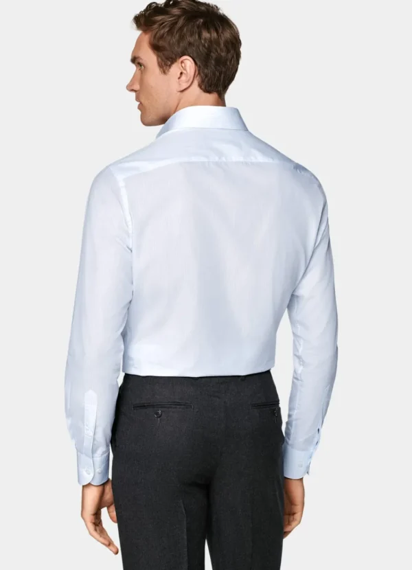 Suitsupply Chemises Classiques*Chemise coupe Tailored en popeline bleu clair à rayures