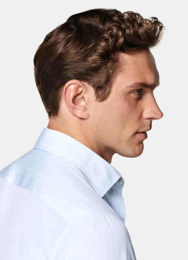 Suitsupply Chemises Classiques*Chemise coupe Tailored en popeline bleu clair à rayures