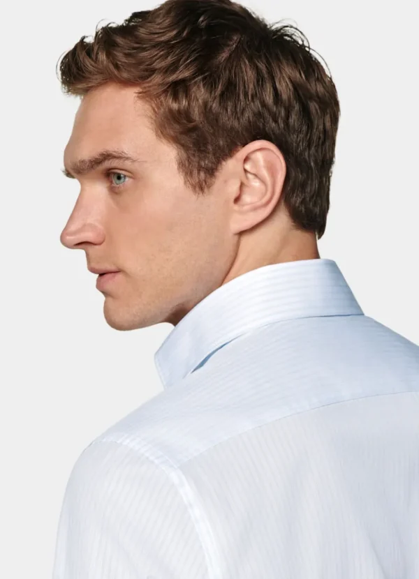 Suitsupply Chemises Classiques*Chemise coupe Tailored en popeline bleu clair à rayures