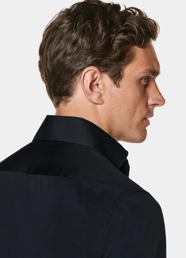 Suitsupply Chemises Classiques*Chemise coupe tailored en popeline bleu marine