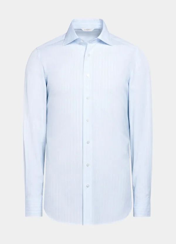 Suitsupply Chemises Classiques*Chemise coupe Tailored en popeline bleu clair à rayures