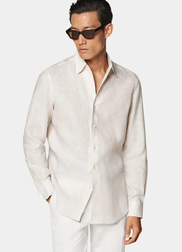 Suitsupply Chemises Décontractées*Chemise coupe Tailored sable à rayures