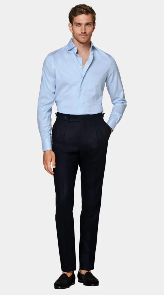 Suitsupply Chemises Traveller | Chemises Classiques*Chemise coupe très ajustée en twill bleu moyen à rayures