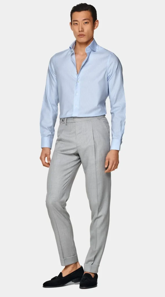 Suitsupply Chemises Traveller | Chemises Classiques*Chemise en oxford coupe très ajustée bleu clair à rayures