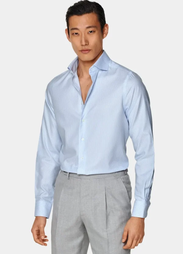 Suitsupply Chemises Traveller | Chemises Classiques*Chemise en oxford coupe très ajustée bleu clair à rayures