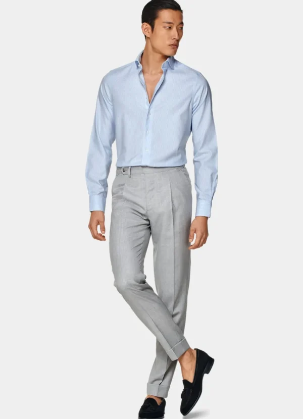 Suitsupply Chemises Traveller | Chemises Classiques*Chemise en oxford coupe très ajustée bleu clair à rayures