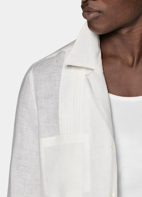 Suitsupply Chemises Décontractées*Chemise plissée ajustée poche plaquée blanche