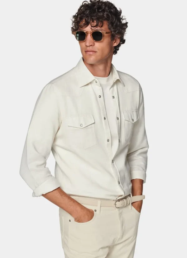 Suitsupply Chemises Décontractées*Chemise western blanc cassé