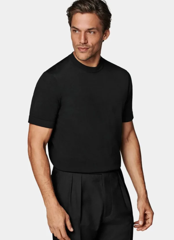 Suitsupply T-Shirts*Col rond à manches courtes noir