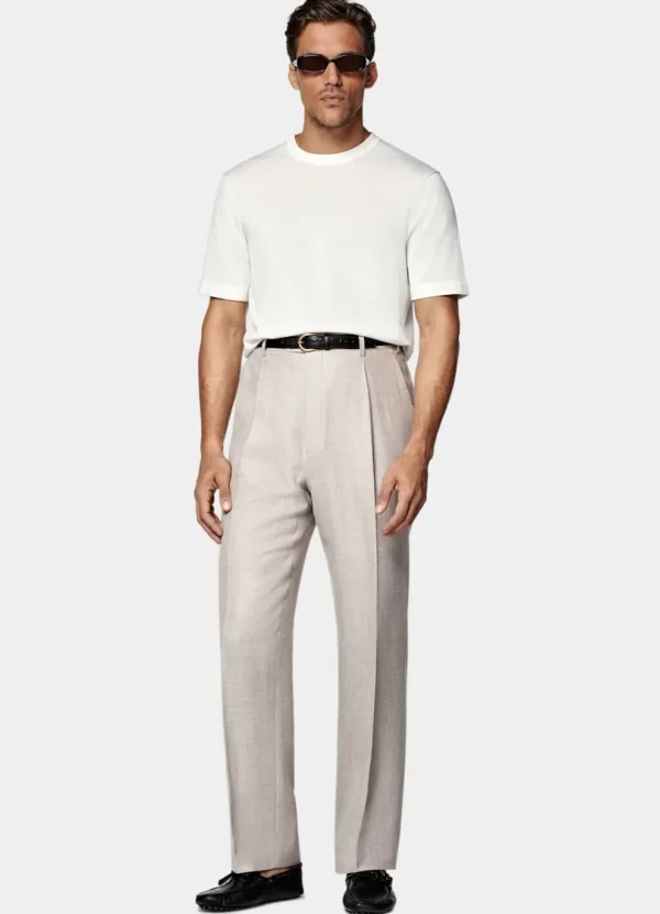 Suitsupply T-Shirts*Col rond à manches courtes, blanc cassé