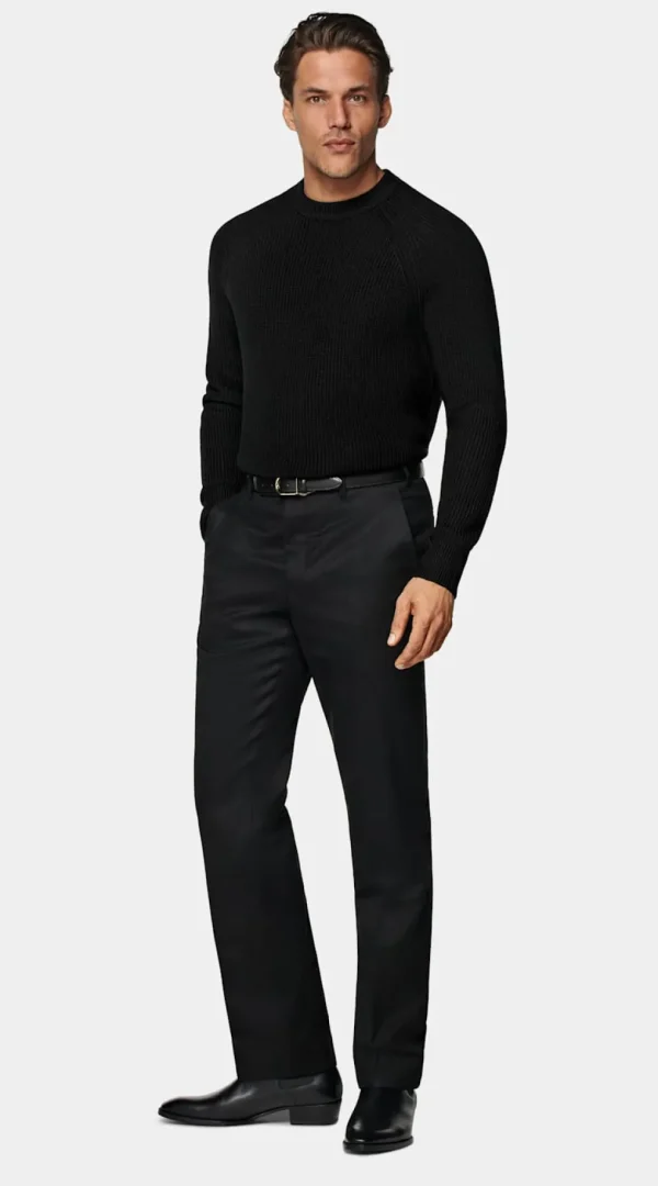 Suitsupply Pulls Col Rond Et Col V*Col rond côtelé Merino noir