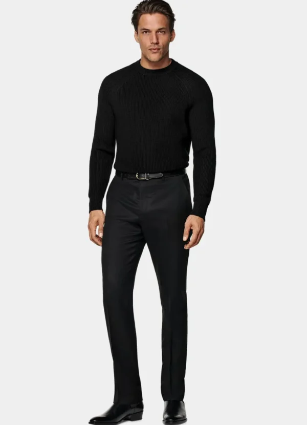 Suitsupply Pulls Col Rond Et Col V*Col rond côtelé Merino noir