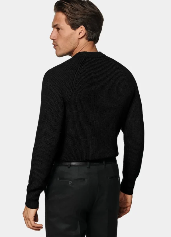 Suitsupply Pulls Col Rond Et Col V*Col rond côtelé Merino noir