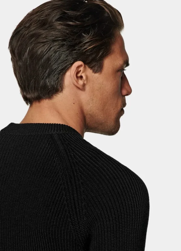 Suitsupply Pulls Col Rond Et Col V*Col rond côtelé Merino noir