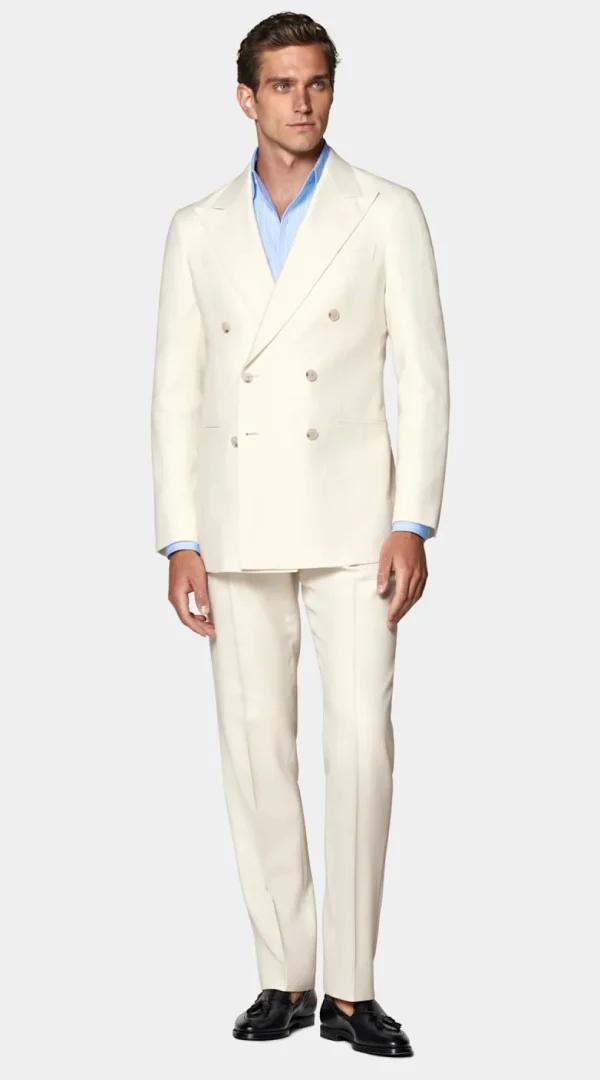 Suitsupply Mariage Cocktail | Costumes Mariage*Costume Havana coupe Tailored blanc cassé à chevrons