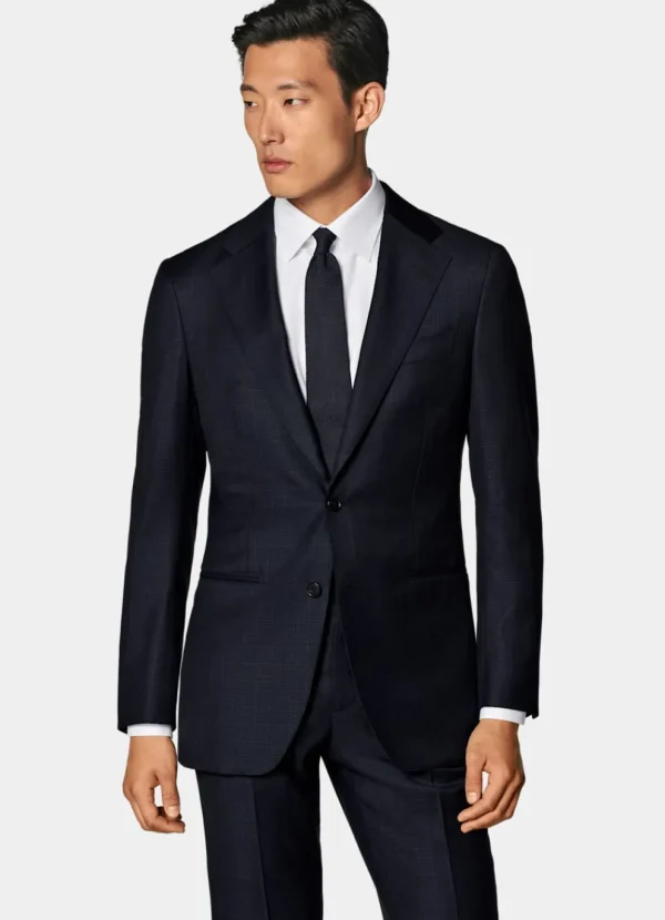 Suitsupply Costumes Classiques*Costume Havana coupe Tailored bleu marine à carreaux