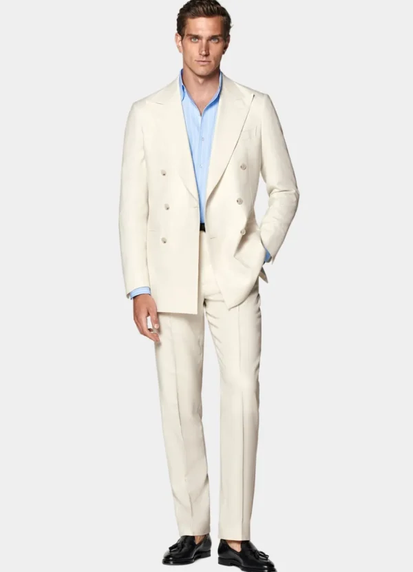 Suitsupply Mariage Cocktail | Costumes Mariage*Costume Havana coupe Tailored blanc cassé à chevrons