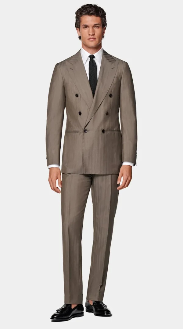 Suitsupply Costumes Classiques*Costume Perennial Havana coupe Tailored taupe à chevrons