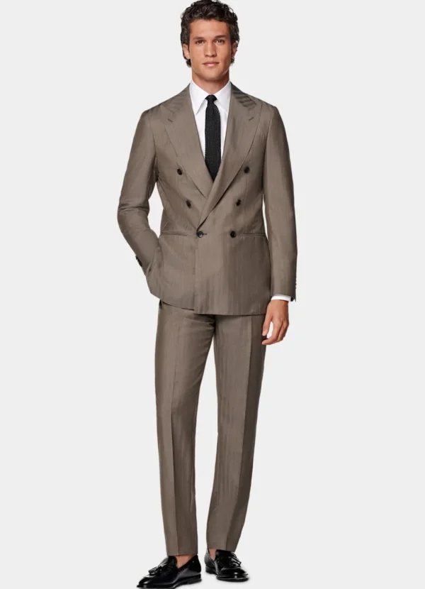 Suitsupply Costumes Classiques*Costume Perennial Havana coupe Tailored taupe à chevrons