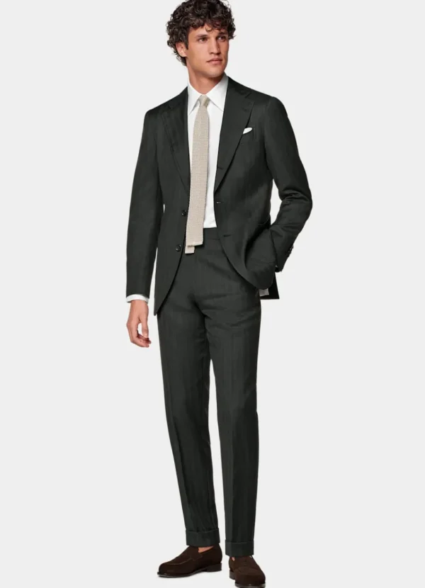 Suitsupply Mariage Habillé*Costume Perennial Havana coupe Tailored vert foncé à chevrons