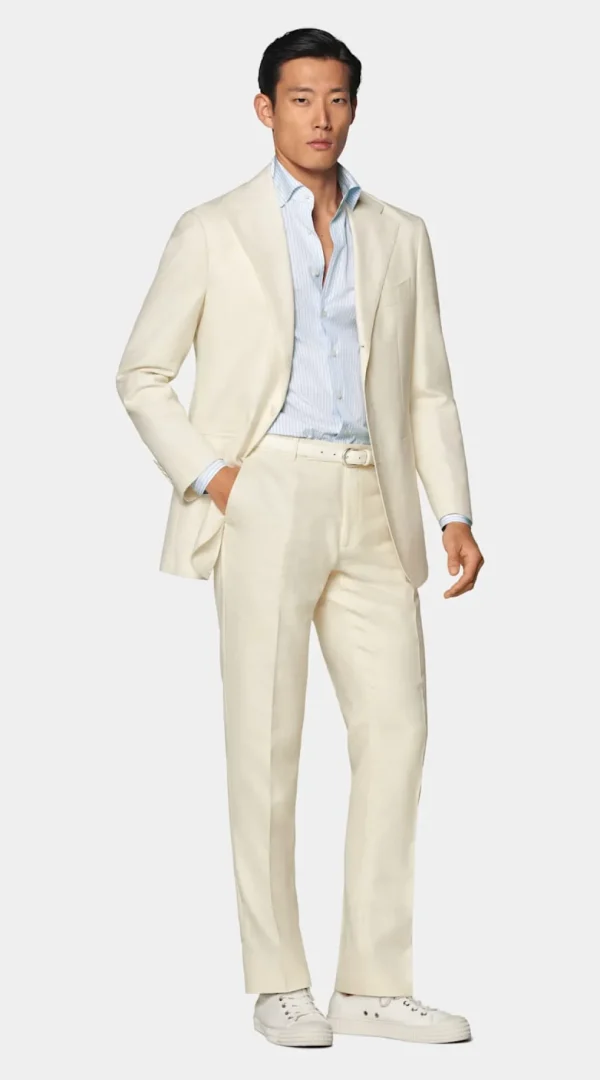 Suitsupply Mariage Cocktail*Costume Roma coupe Relaxed blanc cassé