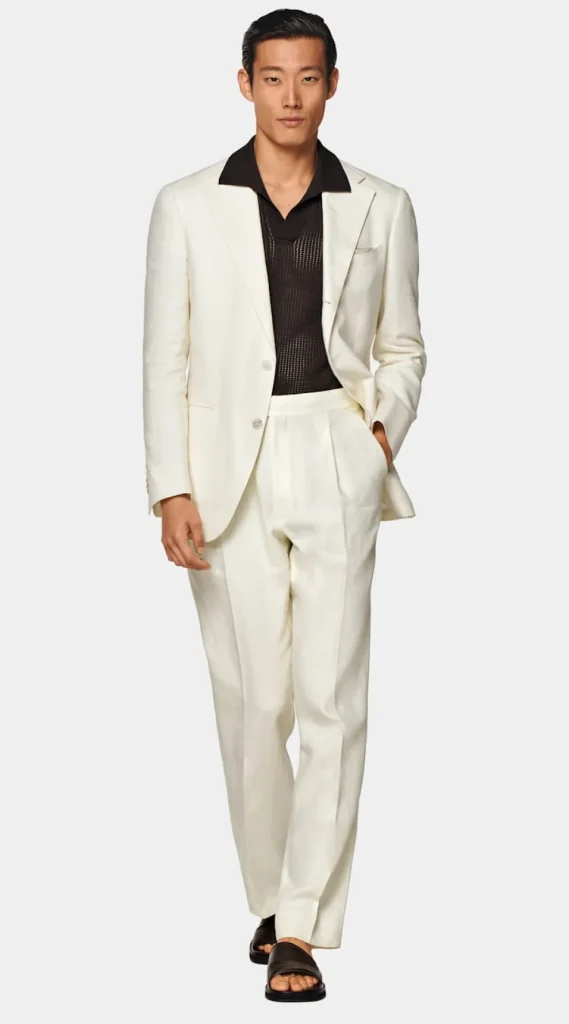 Suitsupply Mariage Sur La Plage*Costume Roma coupe Relaxed blanc cassé