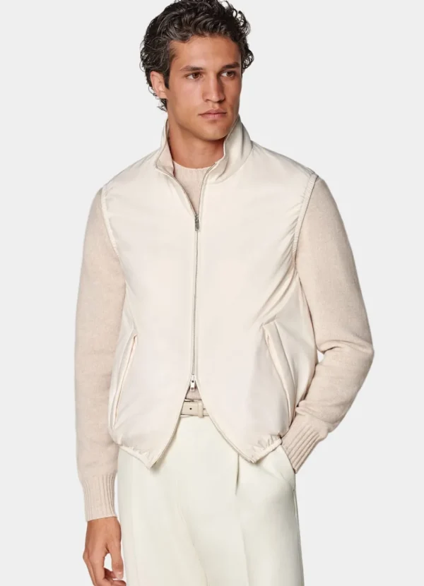 Suitsupply Vestes Sans Manches*Doudoune légère zippée sans manches blanc cassé