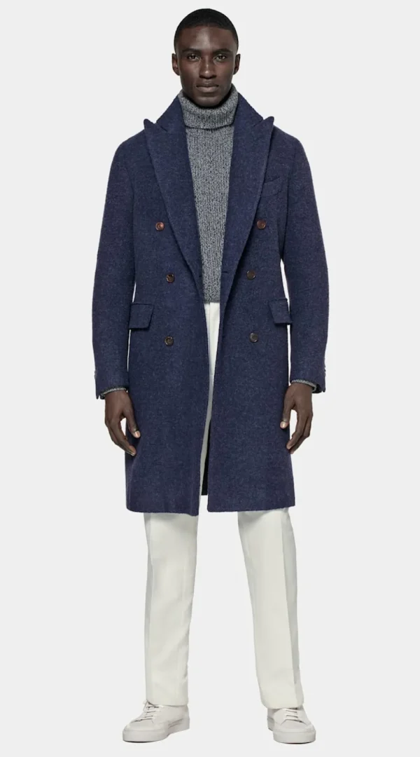 Suitsupply Manteaux*Manteau ceinturé bleu moyen