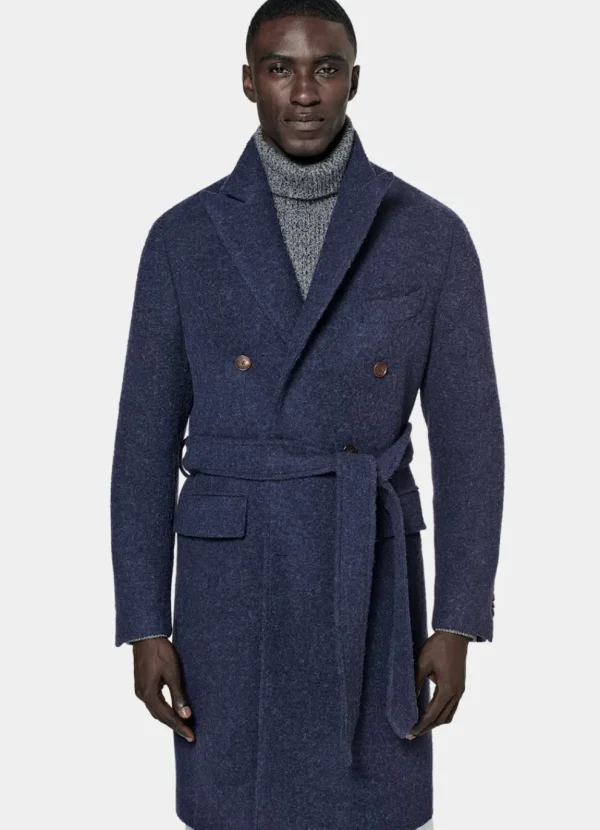 Suitsupply Manteaux*Manteau ceinturé bleu moyen