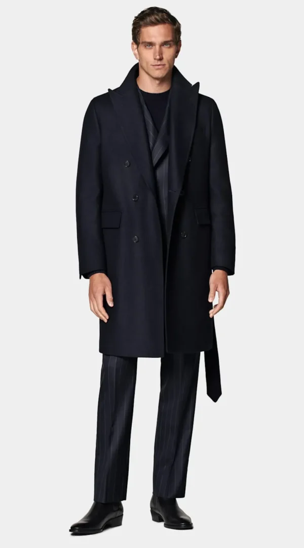 Suitsupply Manteaux*Manteau long ceinturé bleu marine