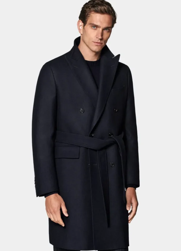 Suitsupply Manteaux*Manteau long ceinturé bleu marine