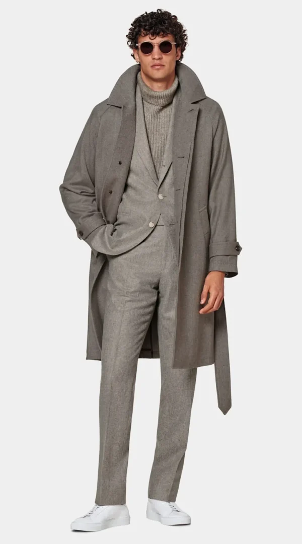 Suitsupply Manteaux*Manteau long ceinturé à chevrons