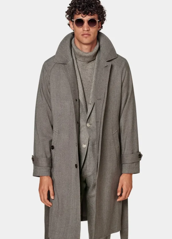 Suitsupply Manteaux*Manteau long ceinturé à chevrons