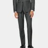 Suitsupply Pantalons*Pantalon de costume Slim Leg Straight gris foncé œil-de-perdrix