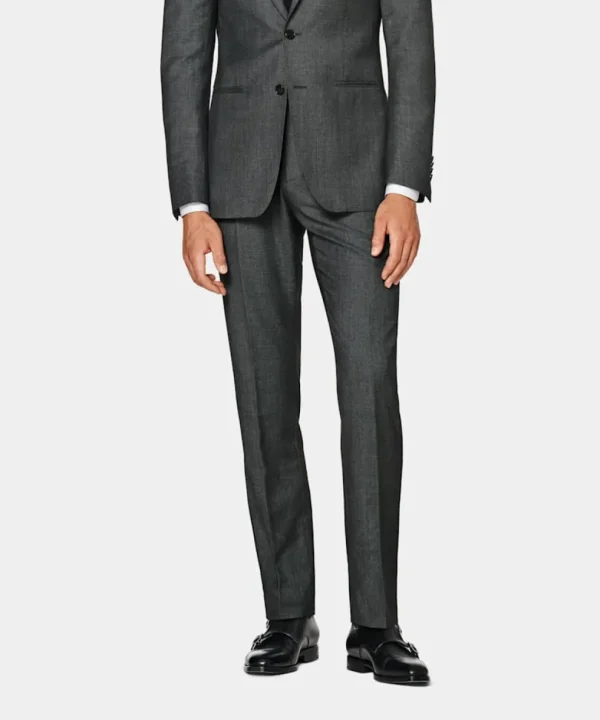 Suitsupply Pantalons*Pantalon de costume Slim Leg Straight gris foncé œil-de-perdrix