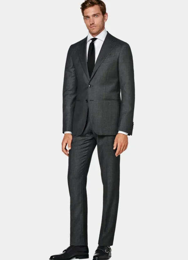 Suitsupply Pantalons*Pantalon de costume Slim Leg Straight gris foncé œil-de-perdrix