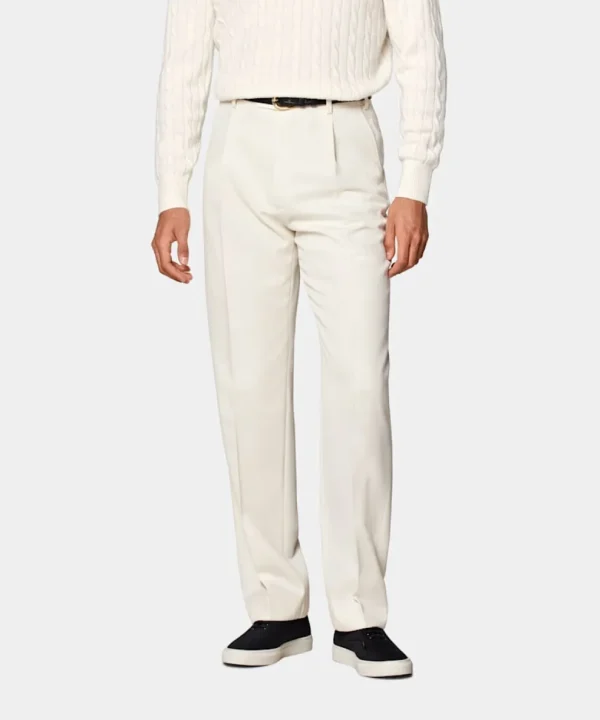 Suitsupply Pantalons*Pantalon Wide Leg Straight blanc cassé