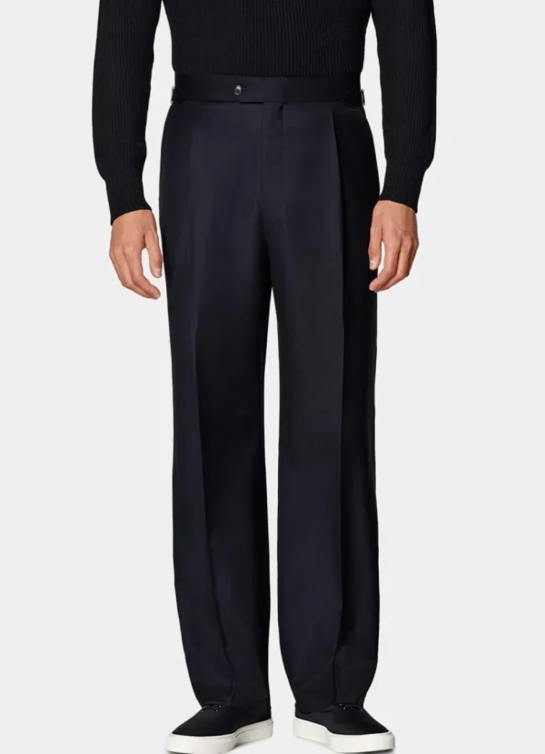 Suitsupply Pantalons*Pantalon Wide Leg Straight bleu marine