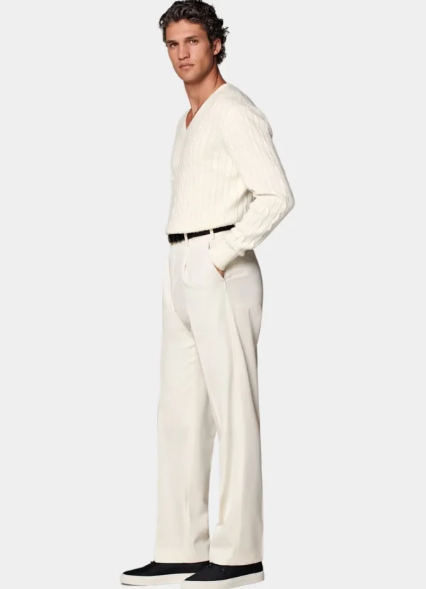 Suitsupply Pantalons*Pantalon Wide Leg Straight blanc cassé