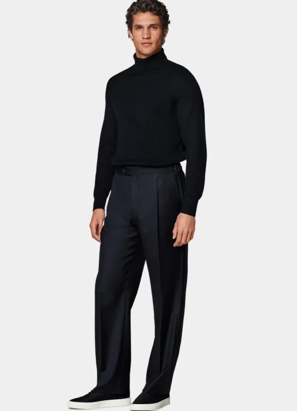 Suitsupply Pantalons*Pantalon Wide Leg Straight bleu marine