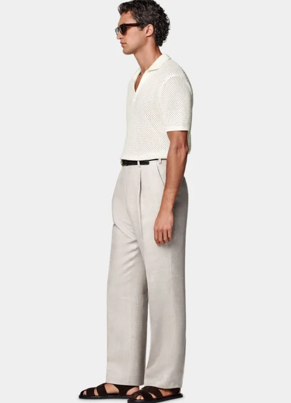 Suitsupply Pantalons*Pantalon Wide Leg Straight taupe clair