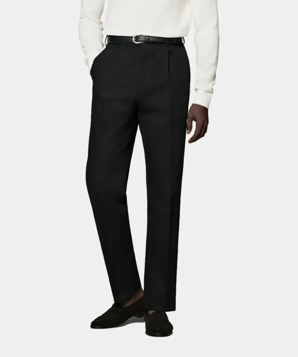 Suitsupply Pantalons*Pantalon Wide Leg Tapered noir à chevrons