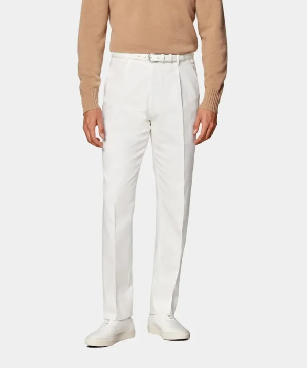 Suitsupply Pantalons*Pantalon Wide Leg Tapered blanc cassé