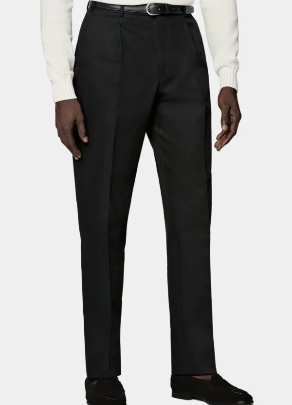 Suitsupply Pantalons*Pantalon Wide Leg Tapered noir à chevrons