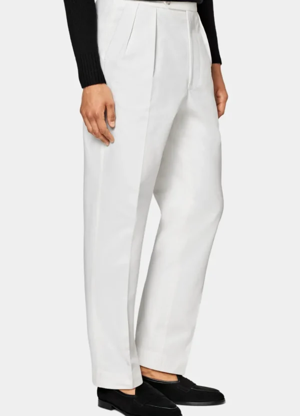 Suitsupply Pantalons*Pantalon Wide Leg Tapered blanc cassé