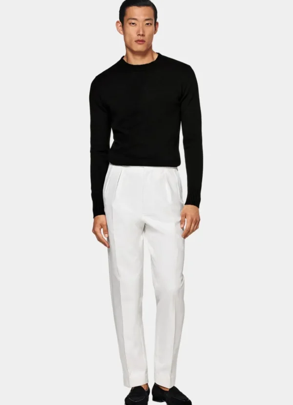 Suitsupply Pantalons*Pantalon Wide Leg Tapered blanc cassé